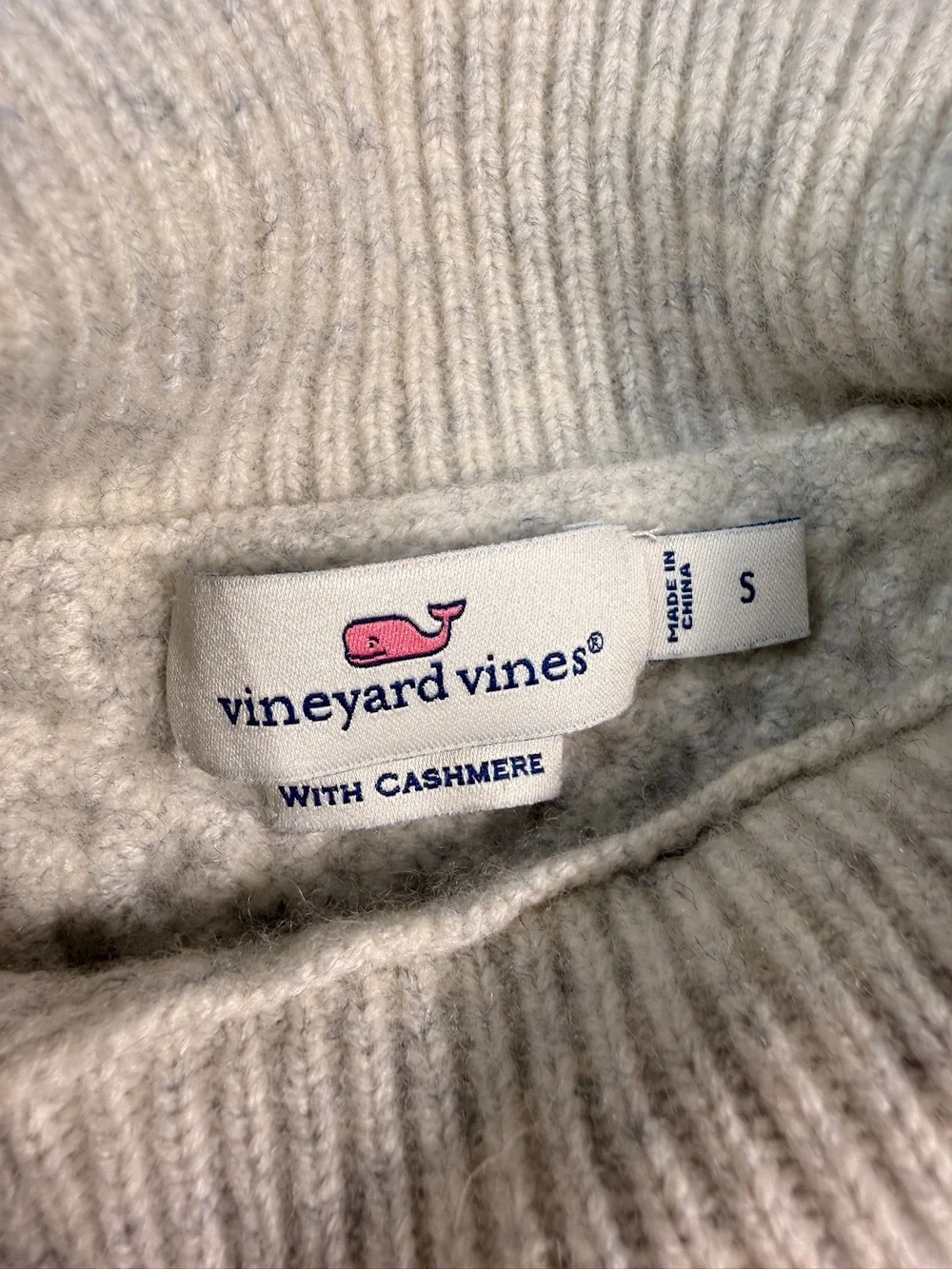 Vineyard Vines Cashmere Merino Wool Cable Knit Mock Neck Sweater S